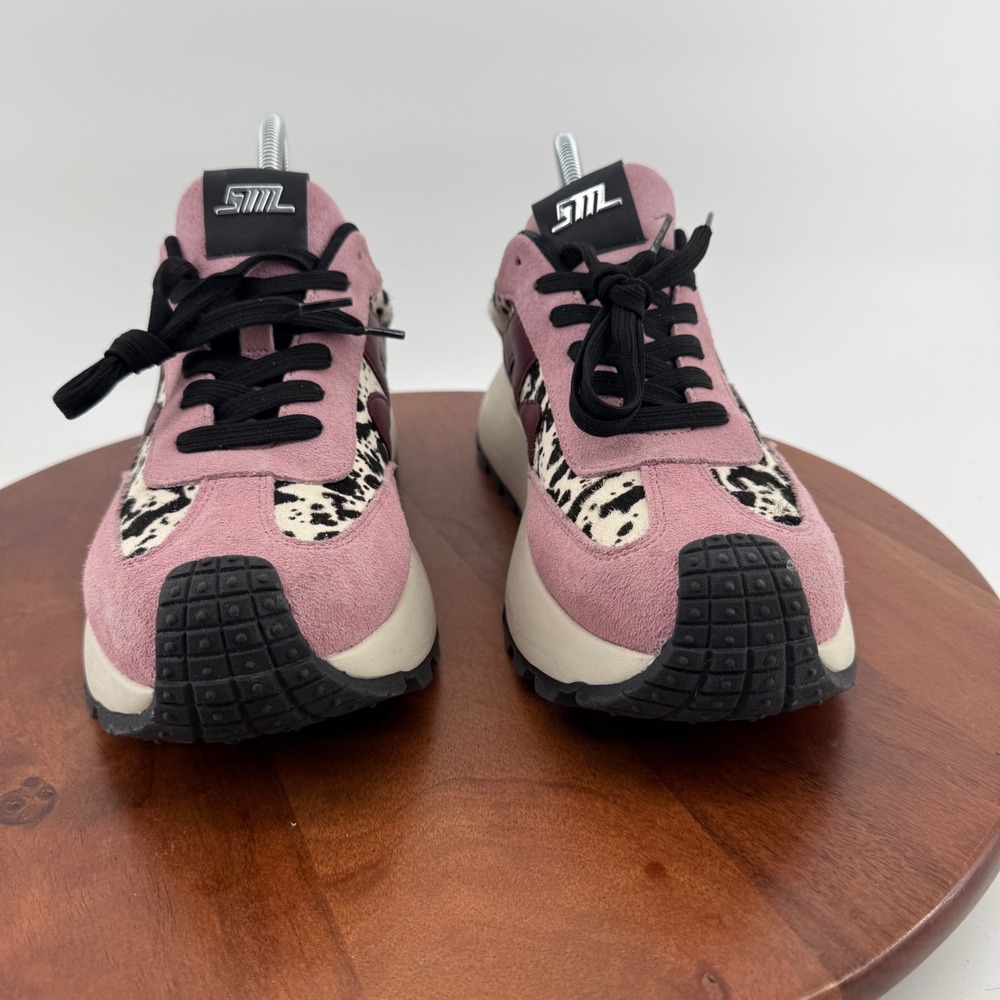 Steve Madden Supercampo  Pink Leopard Calf Hair Platform Sneakers  Womens 10M - Picture 10 of 11